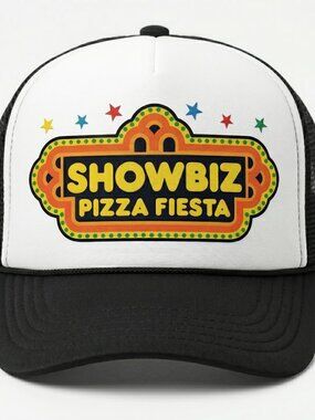 Showbiz Pizza Fiesta Hat Retro 80s Arcade Foam Trucker Cap Fresh Print Mexico